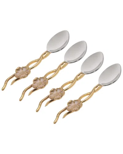 GODINGER GODINGER HELLOBORE DESSERT SPOONS (SET OF 4)