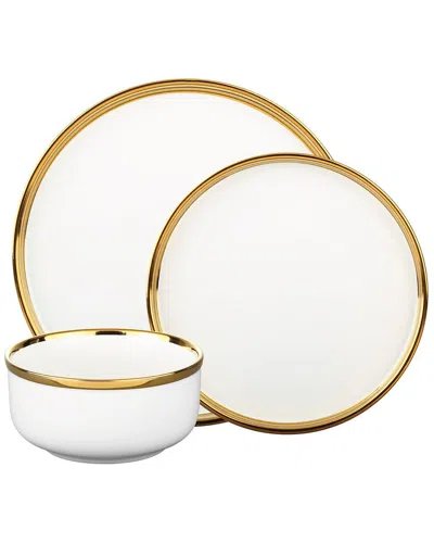 Godinger Hillcrest Black 12pc Gold Rim Dinnerware Set