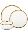 GODINGER GODINGER HILLCREST BLACK 12PC GOLD RIM DINNERWARE SET, SERVICE FOR 4