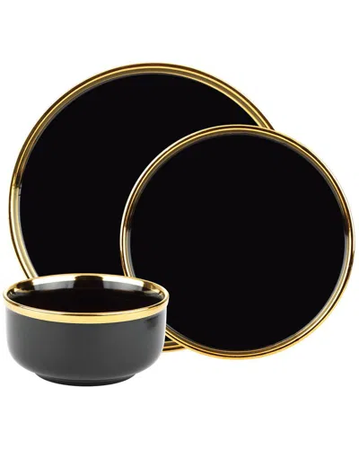 Godinger Hillcrest White 12pc Gold Rim Dinnerware Set