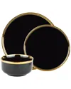 Godinger Hillcrest White 12pc Gold Rim Dinnerware Set, Service For 4 In White