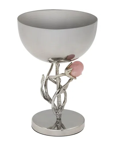 Godinger Hyaline Pink Footed Nut Bowl In Silver