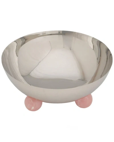 Godinger Hyaline Pink Serving Bowl In Silver