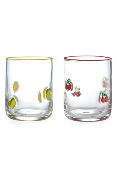 Godinger Icon Set Of 2 Mismatched Glasses In Multi