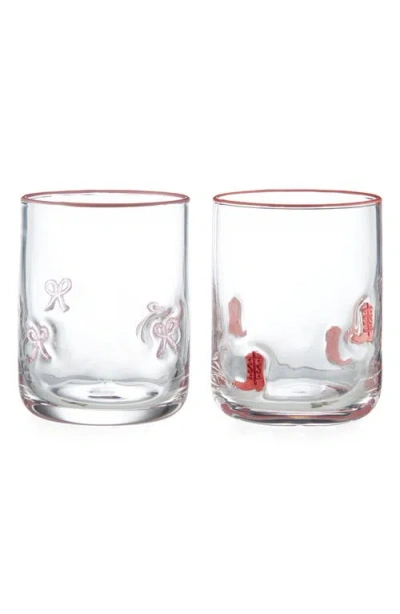 Godinger Icon Set Of 2 Mismatched Glasses In Pink