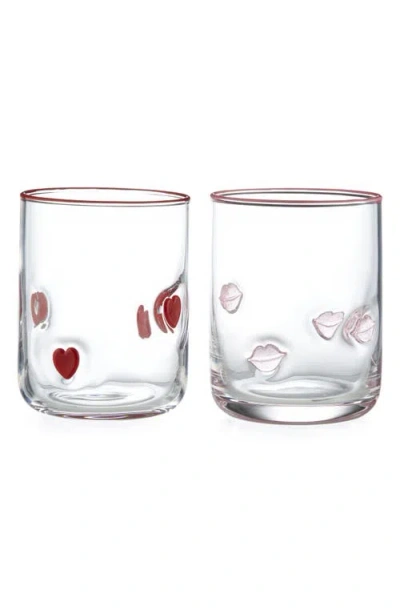 Godinger Icon Set Of 2 Mismatched Glasses In Transparent