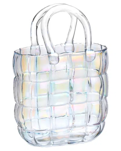 Godinger Iridescent Quilted Handbag Vase In Transparent
