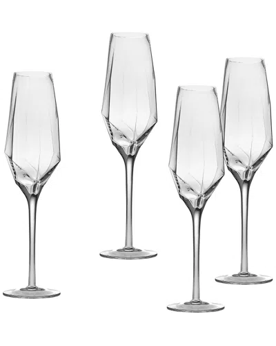 Godinger Isla Set Of Four 14oz Champagne Flutes In Transparent
