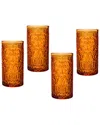 Godinger Jax Orange Spice Highball Glasses (set Of 4) In Orange