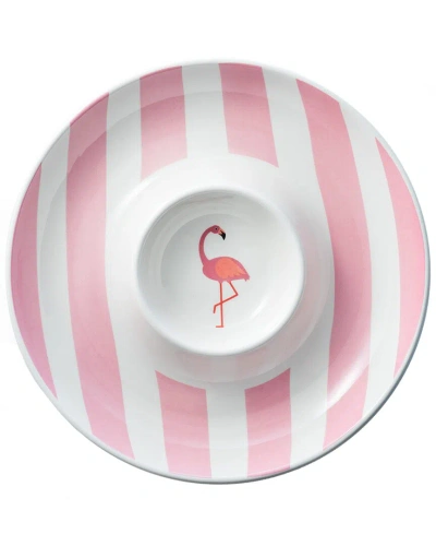 Godinger Jill Zarin Flamingo Chip & Dip In White