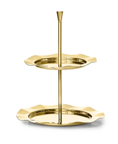 Godinger Lilliput Mirrored 2-tiered 8.5" Serving Stand In Gold