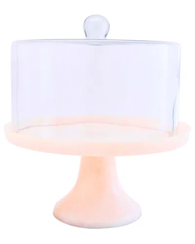 Godinger Lucente Resin Cake Stand And Dome In Pink