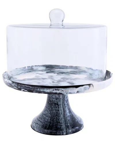 Godinger Lucente Resin Cake Stand And Dome In Black
