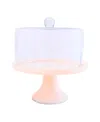 Godinger Lucente Resin Cake Stand And Dome In Pink