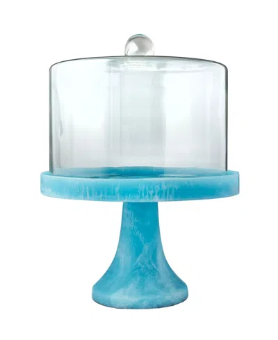 Godinger Lucente Resin Matte Cake Dome In Blue