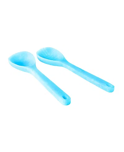 Godinger Lucente Resin Matte Salad Server Set In Blue