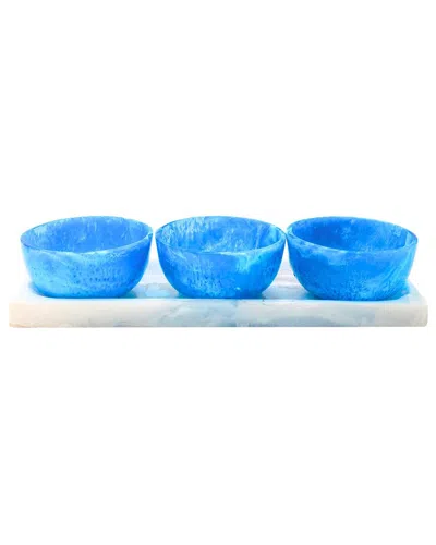 Godinger Lucente Resin Serving Tray & Appetizer Bowls In Blue