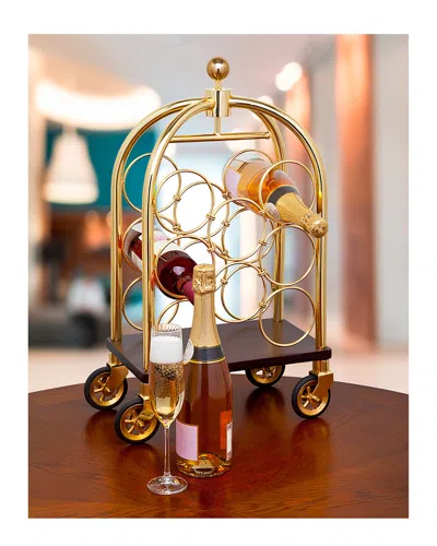 Godinger Luggage Cart Winerack In Gold