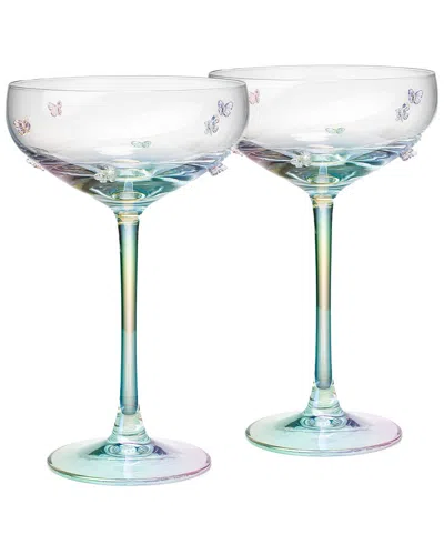 Godinger Luster Butterfly Coupe Pair In Blue