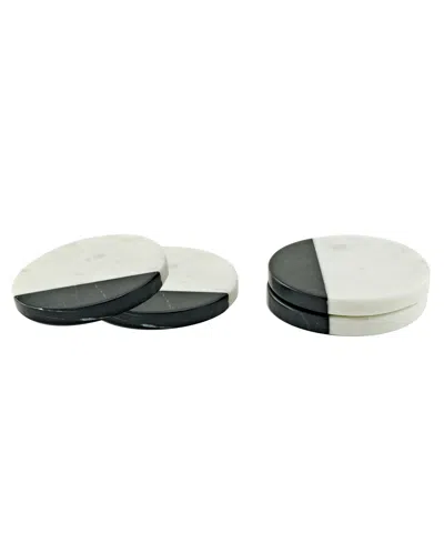 Godinger Marble Coasters 4" Square, Set Of 4 In White
