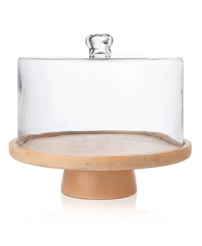 Godinger Marble Footed Cake Stand With Dome In Transparent