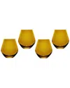 Godinger Meridian Stemless Wine Glasses, Amber - Set Of 4 In Amber