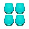 Godinger Meridian Stemless Wine Glasses, Teal - Set Of 4 In Teal