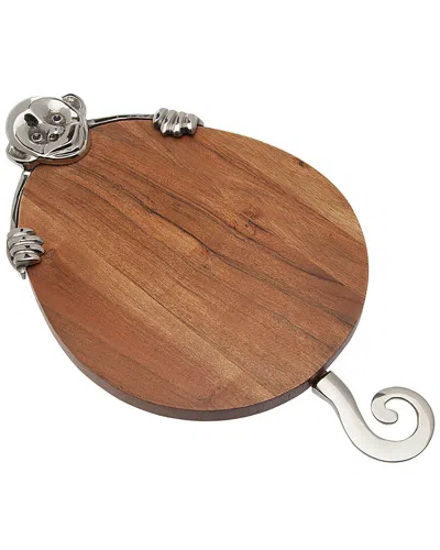 Godinger Monkey Design Acacia Wood Cheese Board With Cheese Server In Brown