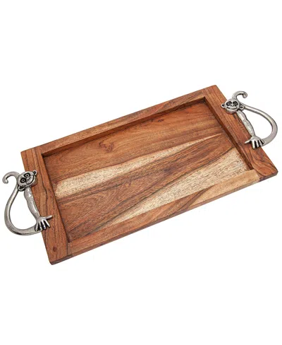 Godinger Monkey Design Rectangular Tray 10" L X 15" W In Brown