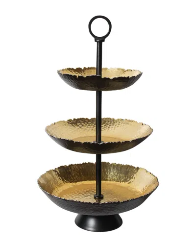 Godinger Munro Hammered Three Tier Stand In Black