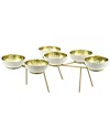 Godinger Munro Hammered White 6pc Bowls And Stand In White
