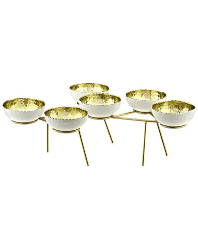 Godinger Munro Hammered White 6pc Bowls And Stand