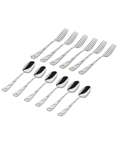GODINGER GODINGER OLYMPIA SANDBLASTED 18/10 STAINLESS STEEL 12PC FLATWARE SET, SERVICE FOR 6