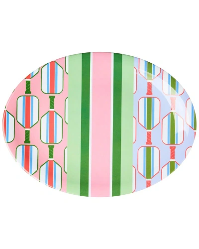 Godinger Pickle Ball Melamine Oval Platter In Pink