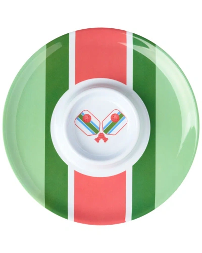 Godinger Pickle Ball Striped Melamine Chip-n-dip In Multi