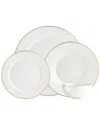 Godinger Pique Gold 16pc Dinnerware Set In White