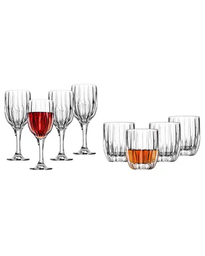Godinger Pleat 8pc Goblet & Double Old Fashioned Glass Set In Transparent