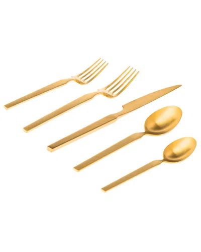 Godinger Podium Matte 18/10 Stainless Steel 20pc Flatware Set In Gold