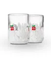 Godinger Present Double Old-fashioned Glasses, Set Of 2 In White