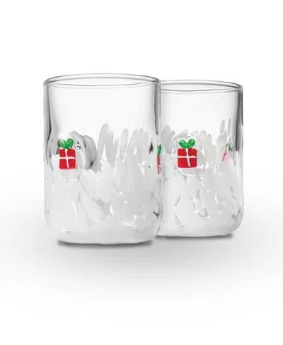 Godinger Present Double Old-fashioned Glasses, Set Of 2 In White