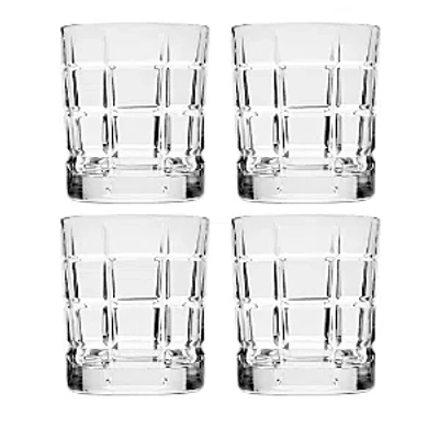 Godinger Radius Plaid Double Old Fashioned Glasses, Set Of 4 In Clear