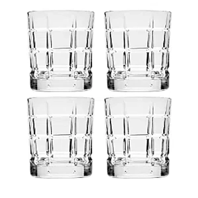 Godinger Radius Plaid Double Old Fashioned Glasses, Set Of 4 In Transparent