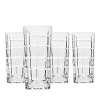 Godinger Radius Plaid Highball Glasses, Set Of 4 In Clear