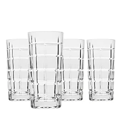 Godinger Radius Plaid Highball Glasses, Set Of 4 In Transparent