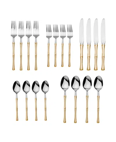 Godinger Rattan Mirrored 20-pc. Flatware Set, Service For 4 In Gold