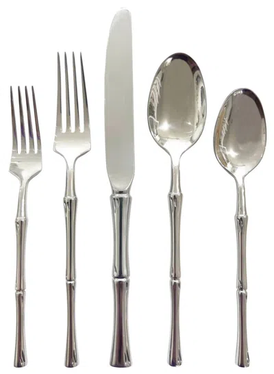 Godinger Rattan Mirrored 20 Piece Flatware Set In Silver