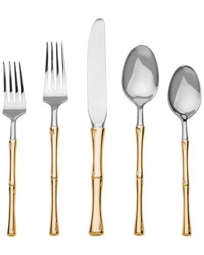Godinger Rattan Mirrored Accented 20pc Flatware Set In Gray
