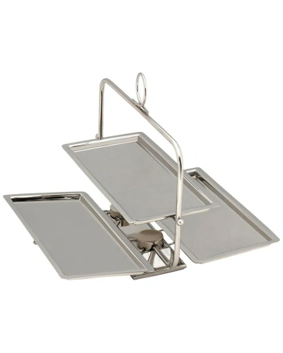 Godinger Rectangle Foldable Tiered Serving Stand In Silver