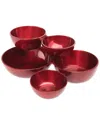 Godinger Red Cluster Serving Bowls, Set Of 5 In Red