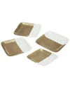 Godinger Rhone Set Of 4 Gold & White Dessert Plates In Gold
